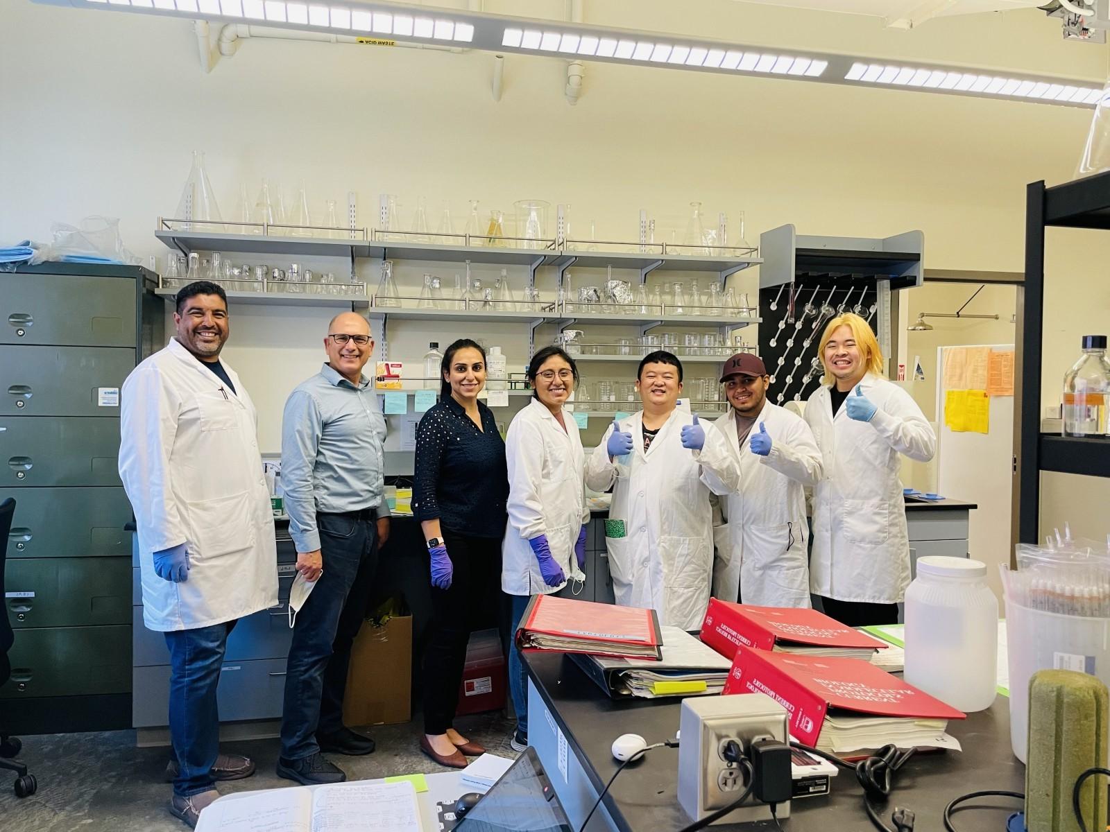 Biochem lab students posing in the lab