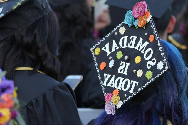 Student decorated commencement cap